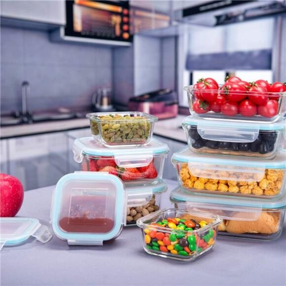 18 Piece Glass Food Storage Containers with Lids, Meal Prep Containers for Food - Picture 5 of 7